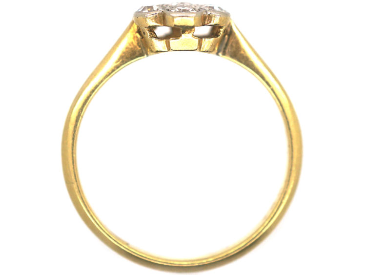 Edwardian 18ct Gold & Platinum, Diamond Daisy Cluster Ring