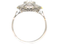 Art Deco Platinum & Diamond Oval Geometric Style Ring