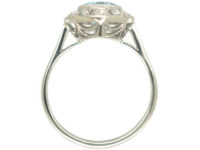 Art Deco Platinum Navette Shaped Aquamarine & Diamond Ring