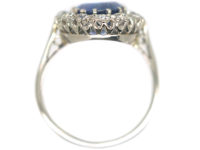 Platinum, Sapphire & Diamond Oval Cluster Ring