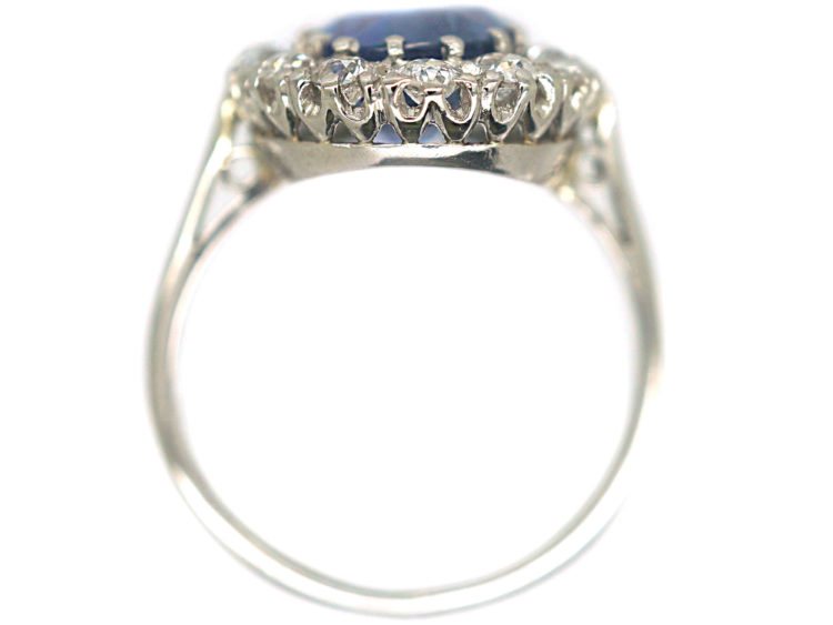 Platinum, Sapphire & Diamond Oval Cluster Ring