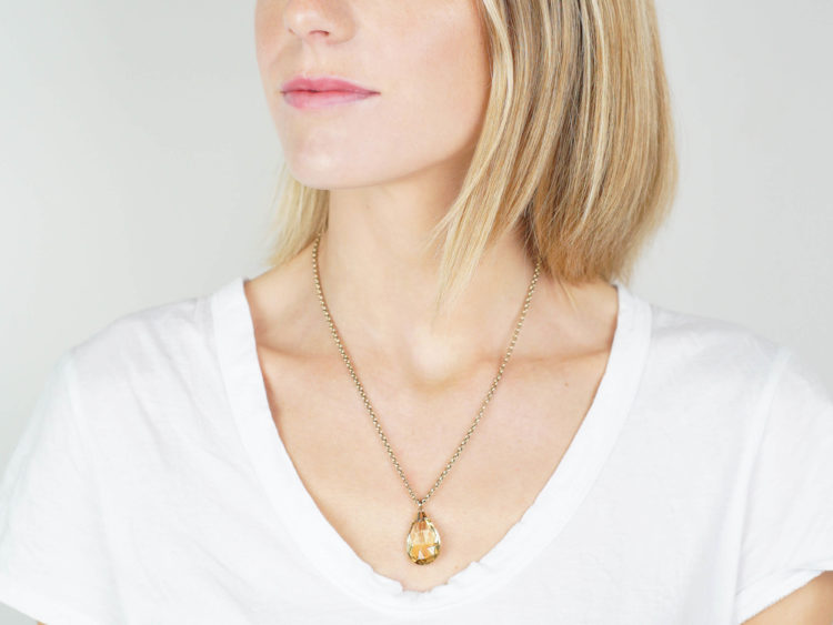Art Deco 15ct Gold & Citrine Drop Pendant