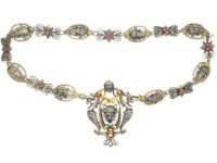 Silver & Silver Gilt, Ruby & Natural Split Pearl Renaissance Revival Necklace