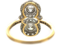 Edwardian 18ct Gold & Platinum Double Cluster Diamond Ring