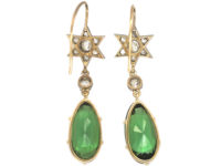 Victorian Green Tourmaline & Diamond Drop Earrings