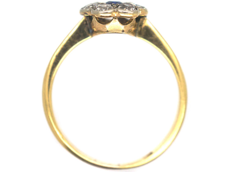 Edwardian 18ct Gold & Platinum, Sapphire & Diamond Oval Cluster Ring