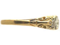 Victorian 18ct Gold Three Stone Diamond Carved Half Hoop Ring