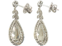 18ct White Gold Opal & Diamond Drop Earrings by Luke Stockley
