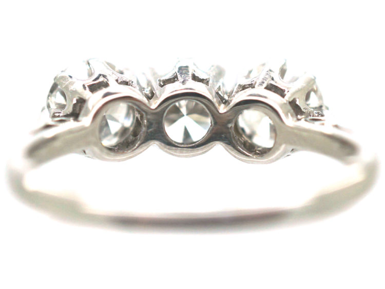 Art Deco 18ct White Gold & Platinum Three Stone Diamond Ring