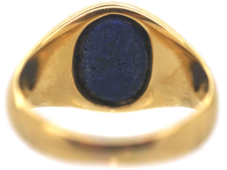 Edwardian 18ct Gold & Lapis Lazuli Signet Ring of a Bull