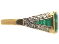 Retro 18ct Gold Emerald & Diamond Ring