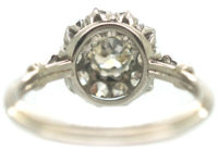 Edwardian Platinum & Diamond Cluster Ring with Diamond Set Shoulders