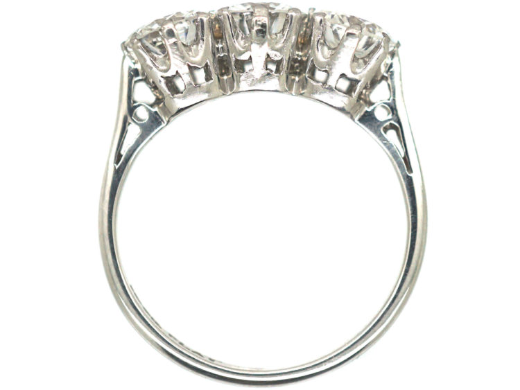 Art Deco 18ct White Gold & Platinum Three Stone Diamond Ring