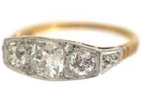Art Deco 18ct Gold & Platinum Diamond Three Stone Ring