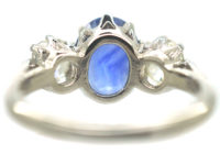 18ct White Gold & Platinum, Sapphire & Diamond Three Stone Ring