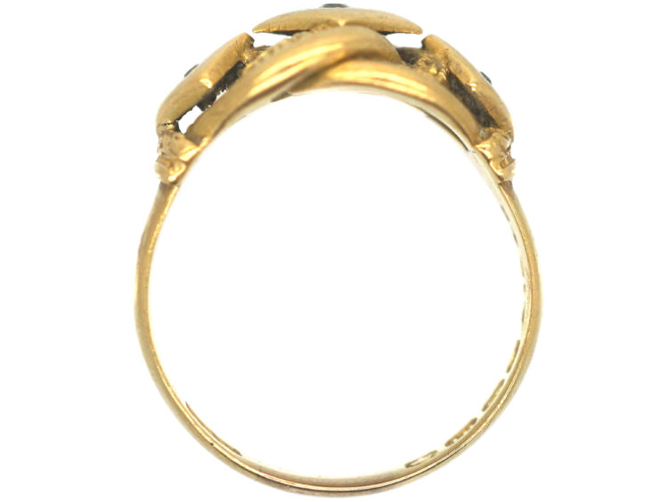 Edwardian 18ct Gold Knot Ring set with Three Diamonds
