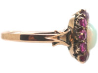 Edwardian 14ct Gold Opal & Ruby Cluster Ring