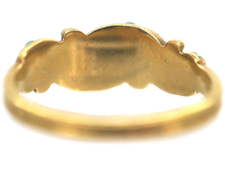 Early Victorian 18ct Gold & Turquoise Forget Me Not Ring