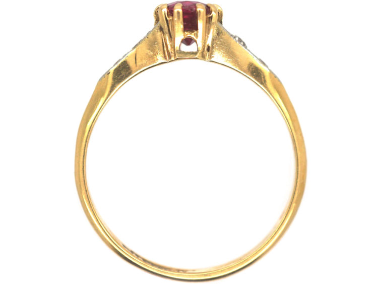Edwardian 18ct Gold & Platinum, Ruby & Diamond Ring