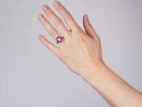 Edwardian 14ct Gold Opal & Ruby Cluster Ring