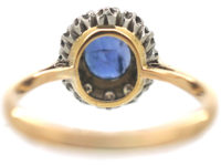 Art Deco 18ct Gold & Platinum, Sapphire & Diamond Oval Cluster Ring