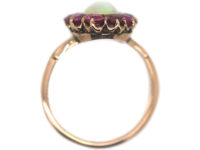 Edwardian 14ct Gold Opal & Ruby Cluster Ring