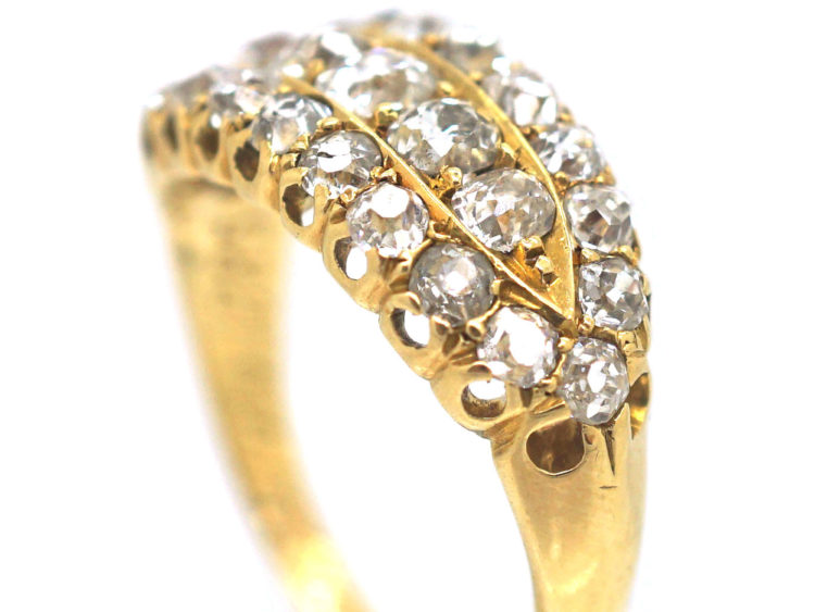 Victorian 18ct Gold & Diamond Boat Shaped Ring