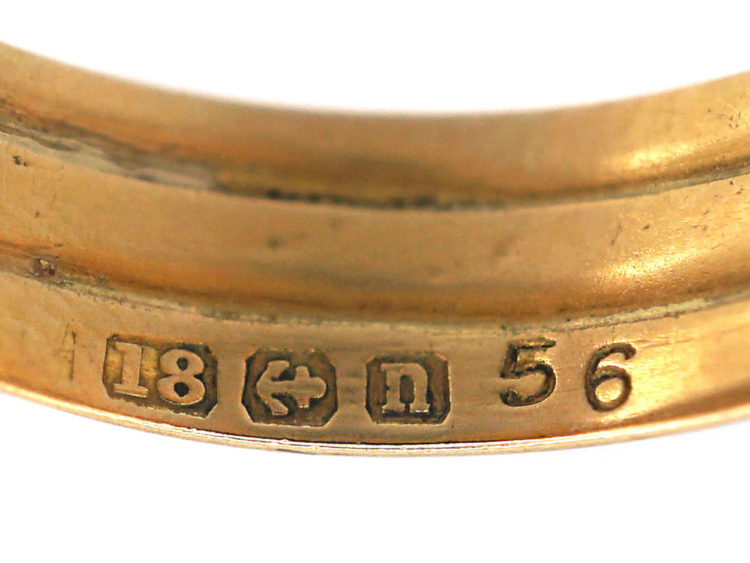 Edwardian 18ct Gold Snake Ring set with a Diamond