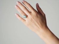 Edwardian 18ct Gold, Opal & Diamond Navette Shaped Ring