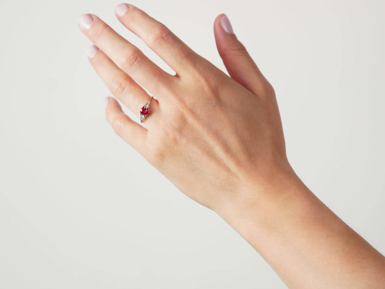 Edwardian 18ct Gold & Platinum, Ruby & Diamond Ring