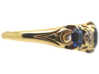 Victorian 18ct Gold Sapphire & Diamond Five Stone Ring