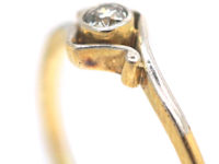 Art Deco 18ct Gold & Platinum, Diamond Solitaire Ring