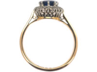 Art Deco 18ct Gold & Platinum, Sapphire & Diamond Oval Cluster Ring