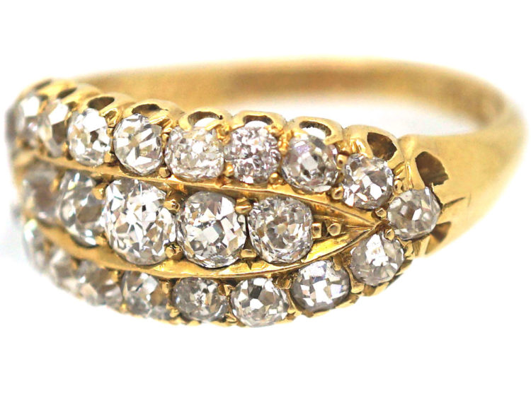 Victorian 18ct Gold & Diamond Boat Shaped Ring