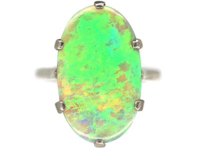 Art Deco 18ct White Gold Opal Harlequin Ring