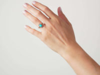 Edwardian 18ct Gold Turquoise & Diamond Cluster Ring
