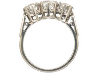 Platinum Three Stone Diamond Ring with Diamond Set Shoulders