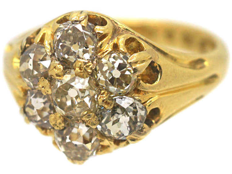 Victorian 18ct Gold & Diamond Cluster Ring
