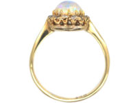 Edwardian 9ct Gold Heart Shaped Opal & Diamond Ring