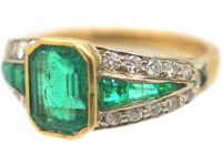 Retro 18ct Gold Emerald & Diamond Ring