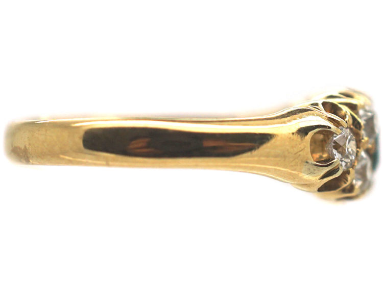 Victorian 18ct Gold Emerald & Diamond Ring