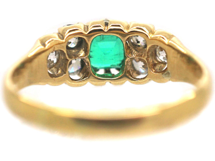 Victorian 18ct Gold Emerald & Diamond Ring