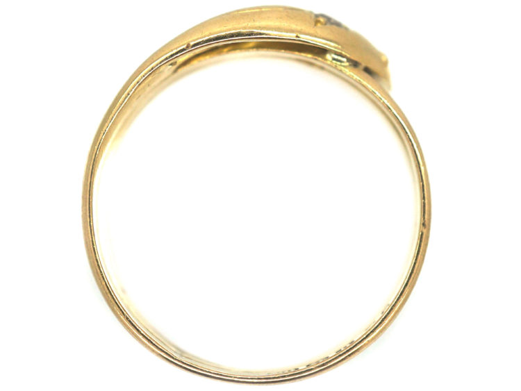 Edwardian 18ct Gold Snake Ring set with a Diamond