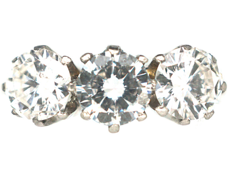 Art Deco 18ct White Gold & Platinum Three Stone Diamond Ring