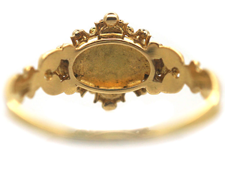 Georgian 18ct Gold, Emerald & Diamond Cluster Ring