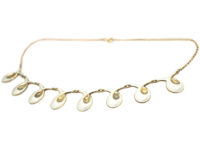 Retro Gilded Silver & White Enamel Necklace by Elvic & Co