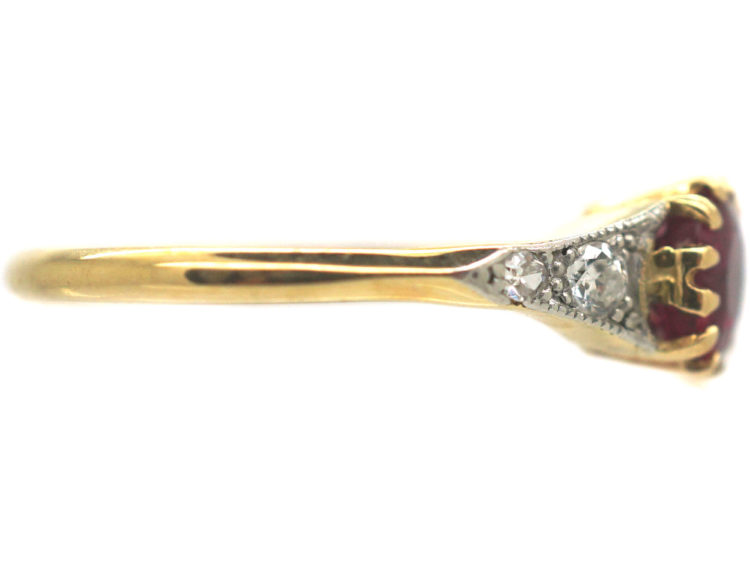 Edwardian 18ct Gold & Platinum, Ruby & Diamond Ring