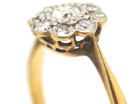 Edwardian 18ct Gold & Platinum Diamond Daisy Cluster Ring