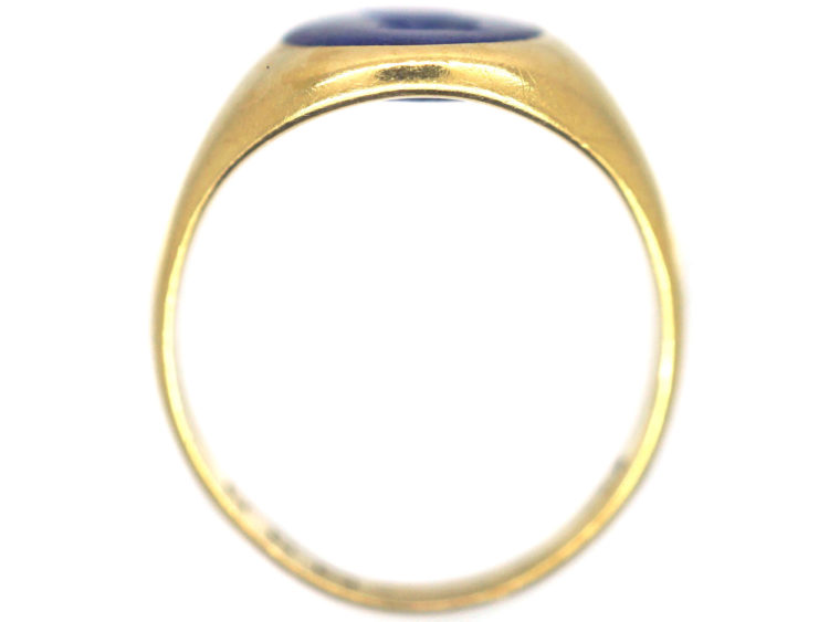 Victorian 18ct Gold & Lapis Lazuli Ring with Intaglio of a Bull