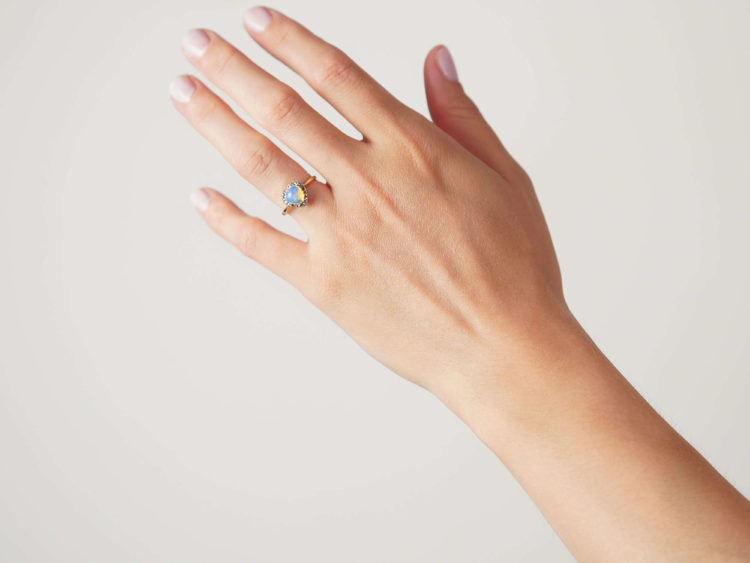 Edwardian 9ct Gold Heart Shaped Opal & Diamond Ring